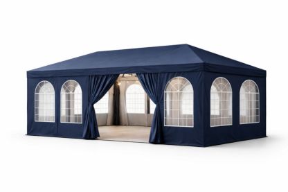 Outdoor Gazebo Tent 3x6m Steel PVC Polyester Blue with Windows
