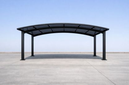 Outdoor Carport Canopy with Curved Roof and Black Aluminum Frame