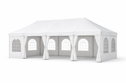 Outdoor White Event Tent 10x20 ft Polyester Canopy with PVC Windows