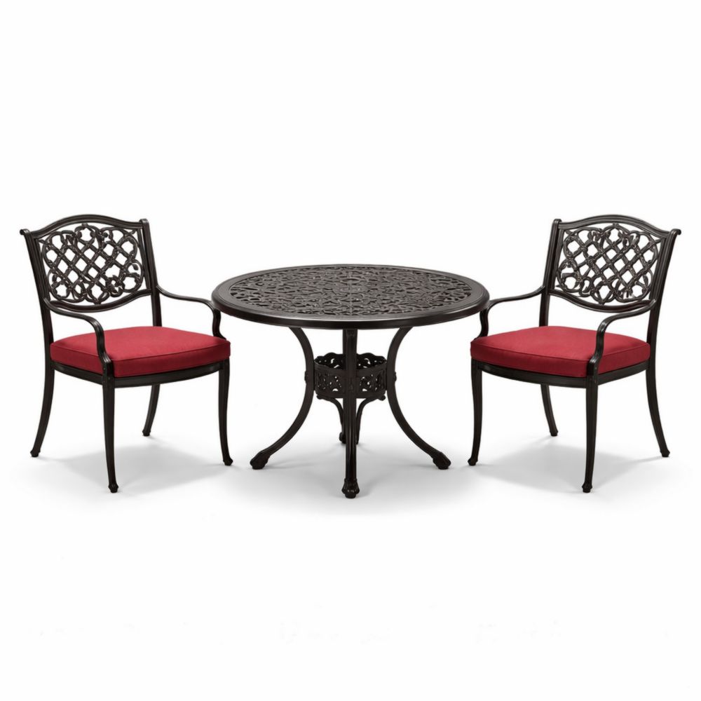 Aluminum Outdoor Table and Chair Set with Red Cushions