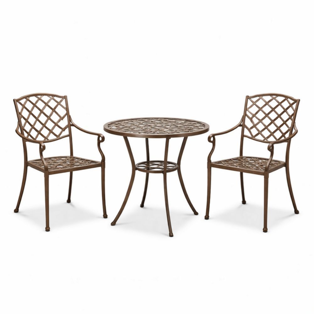 Bronze Outdoor Patio Table Set Cast Aluminum Round Table with Chairs
