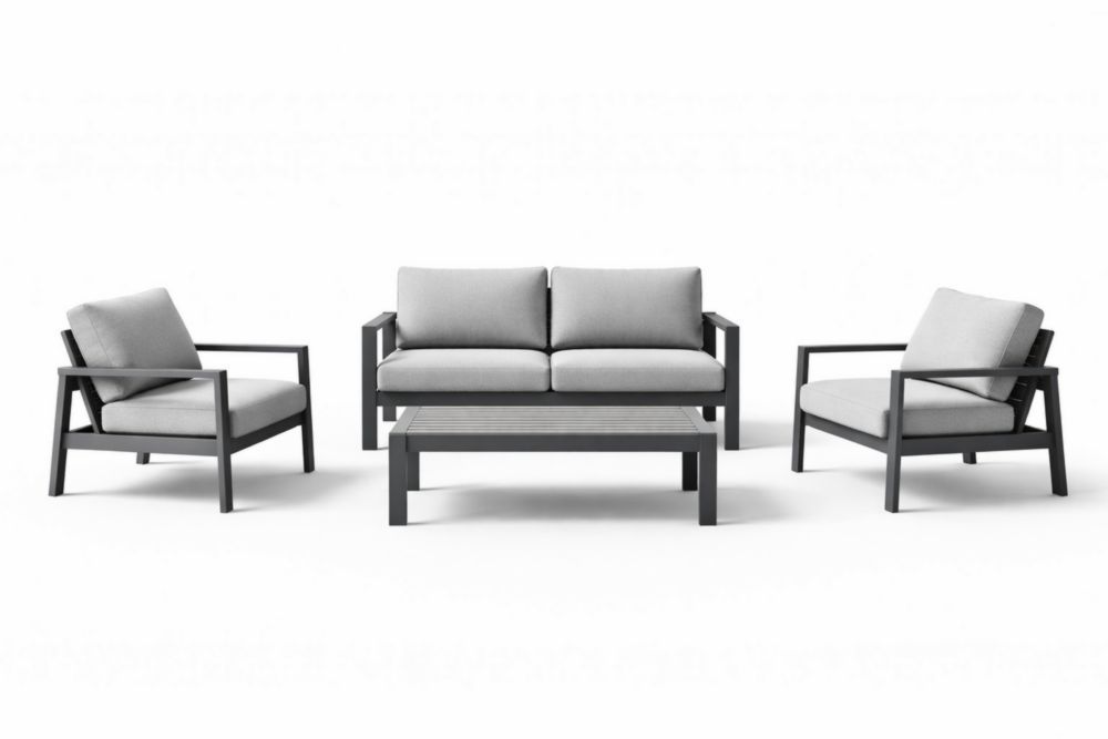 Outdoor Patio Furniture Set Aluminum Frame with Cushions Grey