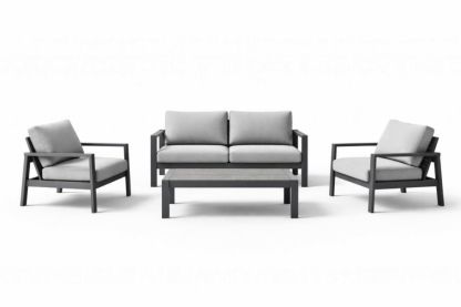 Outdoor Patio Furniture Set Aluminum Frame with Cushions Grey