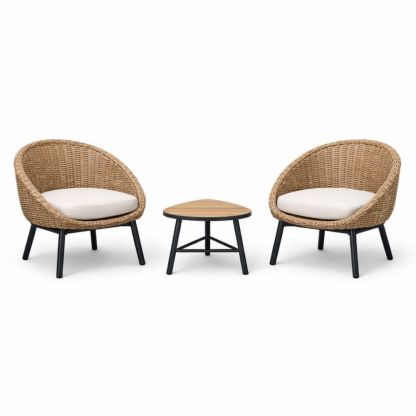 Outdoor Wicker Chair Set with Cushions and Table