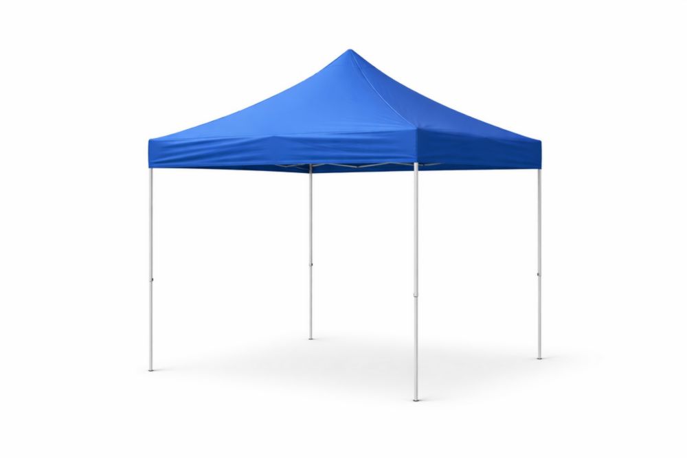 Blue Outdoor Pop-Up Canopy Tent 3x3m Polyester Fabric Steel Frame