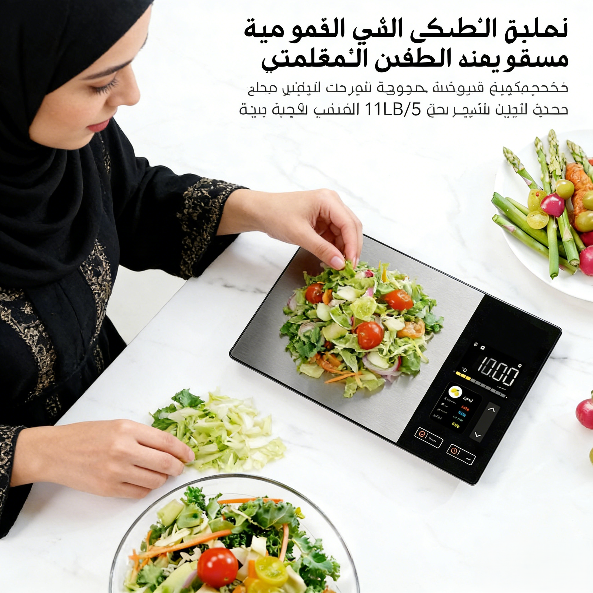 مقياس المطبخ الذكي الفولاذ المقاوم للصدأ الغذاء السعرات الحرارية البروتين الدهون الكربوهيدرات آلة حاسبة غذائية 11LB/5 كجم الوزن للطهي الصحي