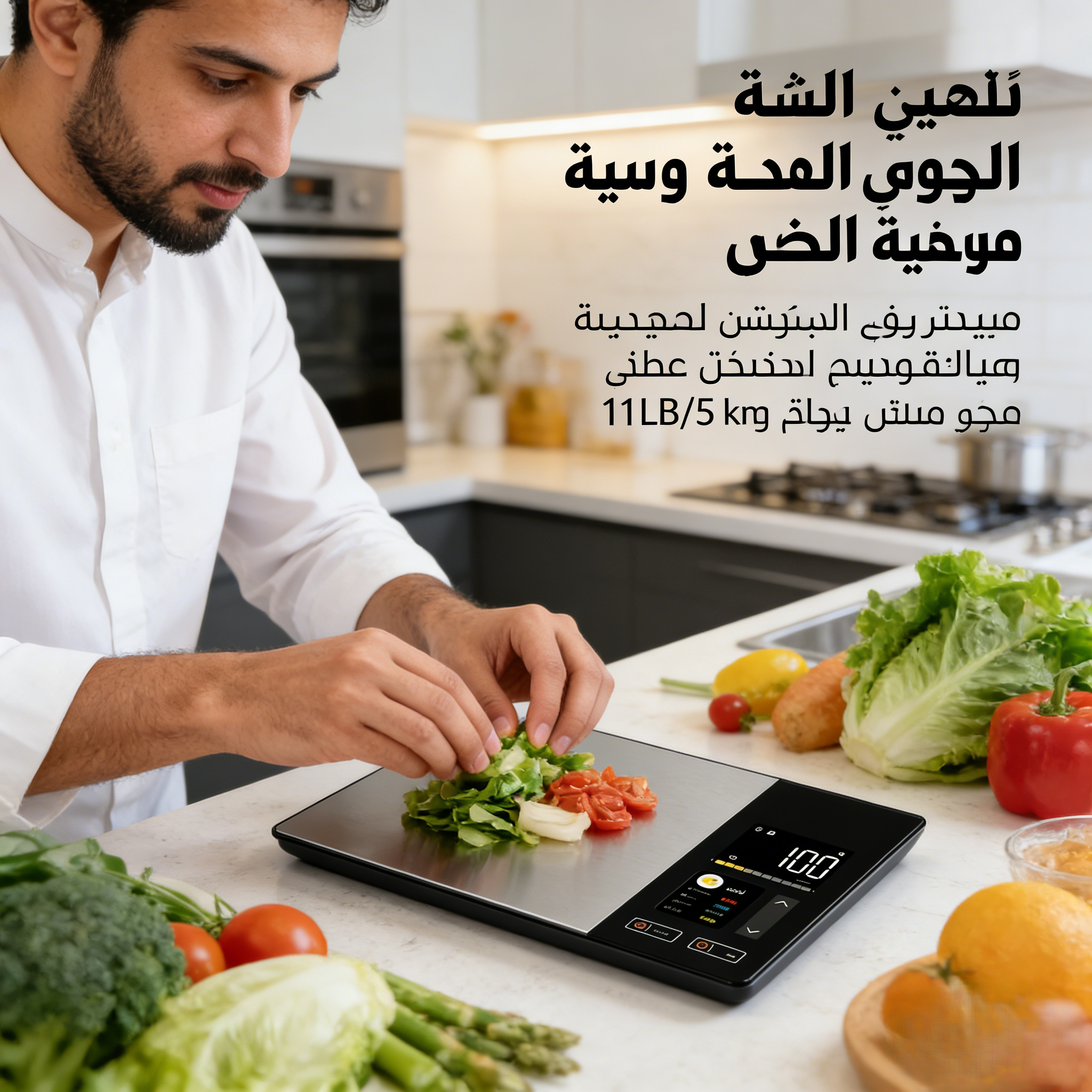 مقياس المطبخ الذكي الفولاذ المقاوم للصدأ الغذاء السعرات الحرارية البروتين الدهون الكربوهيدرات آلة حاسبة غذائية 11LB/5 كجم الوزن للطهي الصحي
