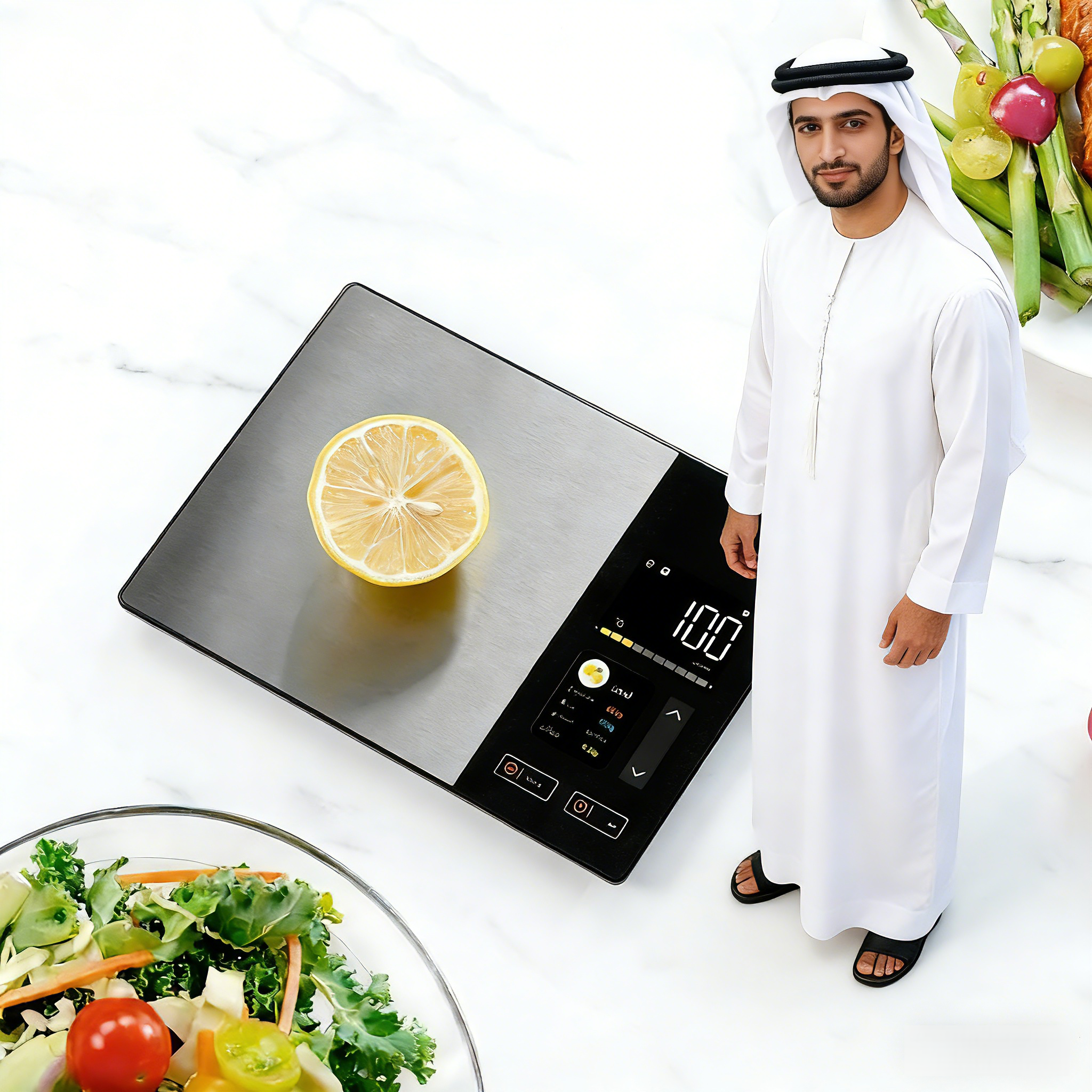 مقياس المطبخ الذكي الفولاذ المقاوم للصدأ الغذاء السعرات الحرارية البروتين الدهون الكربوهيدرات آلة حاسبة غذائية 11LB/5 كجم الوزن للطهي الصحي