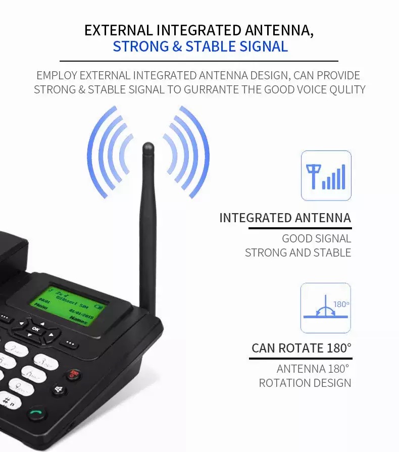 هاتف لاسلكي GSM، هاتف منزلي ومكتبي وتجاري ثابت مع راديو وفتحة لبطاقة الهاتف