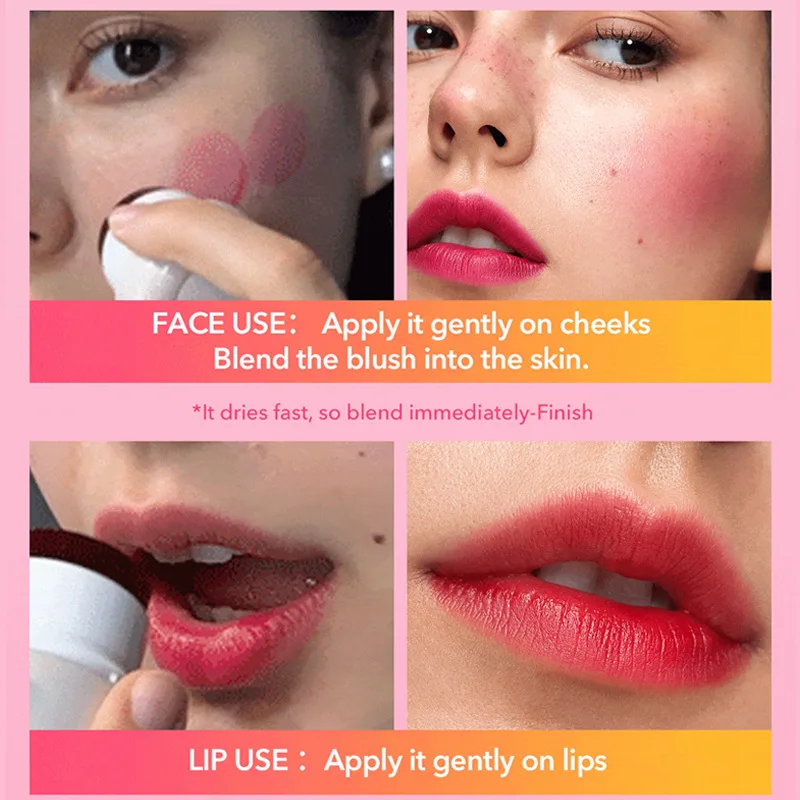 أحمر الشفاه PAGE VINE أحمر الخدود والشفاه والخدود بأربعة ألوان شفافة مقاومة للماء وجيب أحمر الخدود