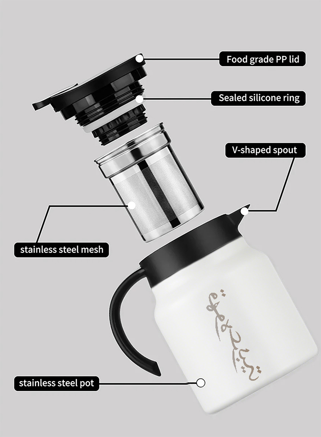 Arabic Coffee Thermos Stainless Steel Carrier - Complete Travel Set (1000ml Pot + 80ml Cups x 2) - Ramadan Eid Al Fitr Eid Al Adha National Day Gift