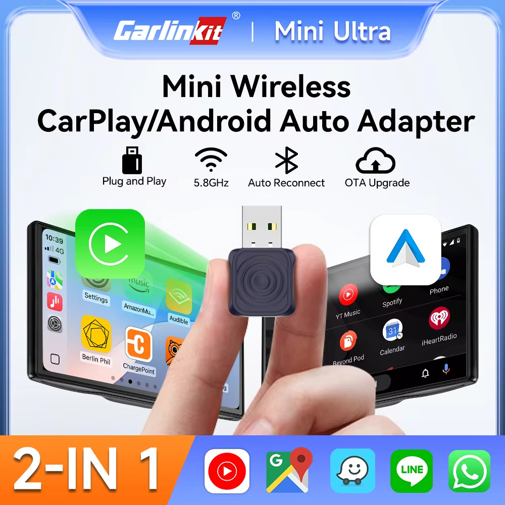  في 1 CarlinKit 5.0 Ultra Wireless CarPlay Android Auto Adapter 2026 جديد 5G Wifi صندوق لاسلكي للسيارة مع CarPlay IOS26 السلكية