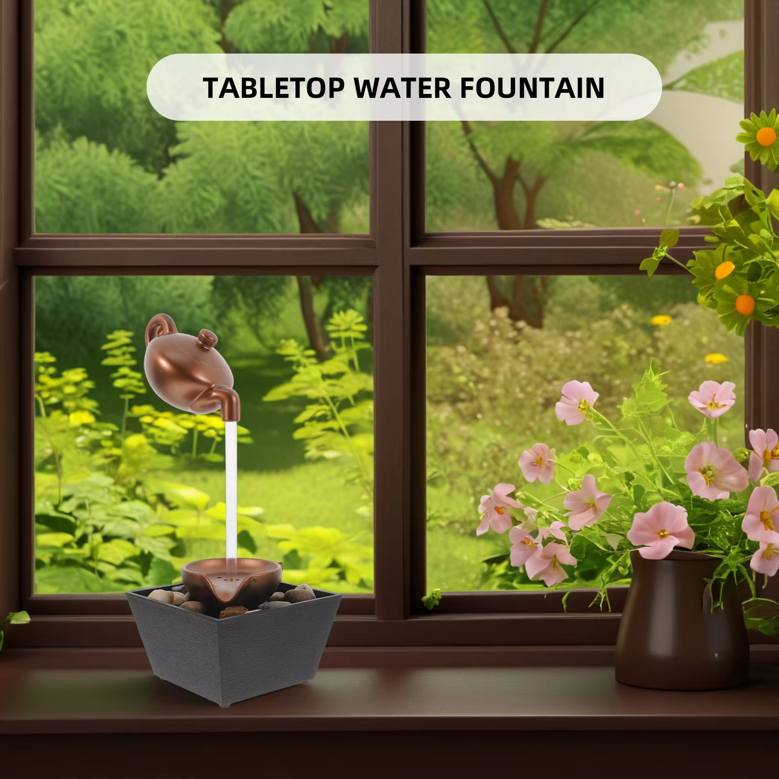 خصم %20 على مشترياتك-(يحتوي على حصى) خاصية مياه الشلال الكهربائية