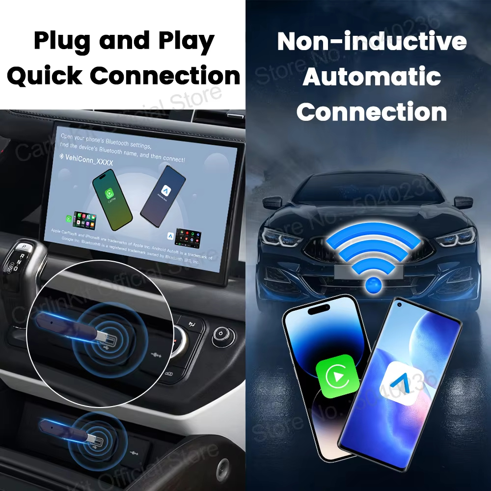  في 1 CarlinKit 5.0 Ultra Wireless CarPlay Android Auto Adapter 2026 جديد 5G Wifi صندوق لاسلكي للسيارة مع CarPlay IOS26 السلكية