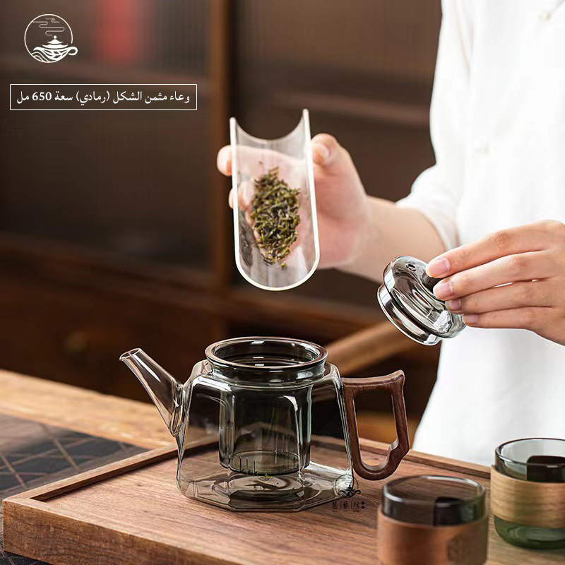 إبريق شاي زجاجي أسود شفاف ، بوروسيليكات عالي ، مقاوم للحرارة ، فرن بورسلين كهربائي ، إبريق شاي زجاجي للتدفئة