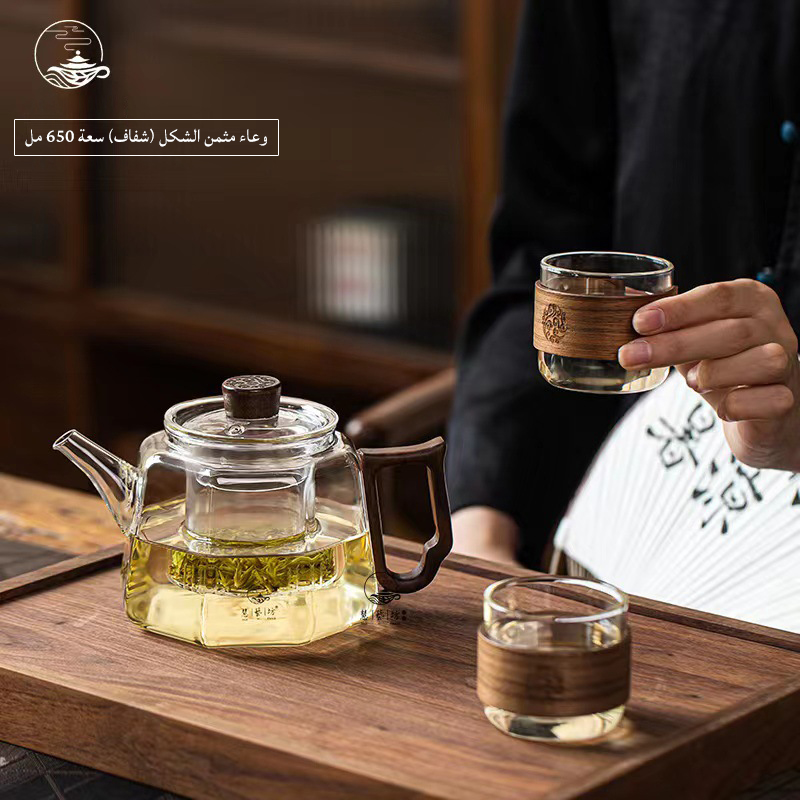 إبريق شاي زجاجي أسود شفاف ، بوروسيليكات عالي ، مقاوم للحرارة ، فرن بورسلين كهربائي ، إبريق شاي زجاجي للتدفئة