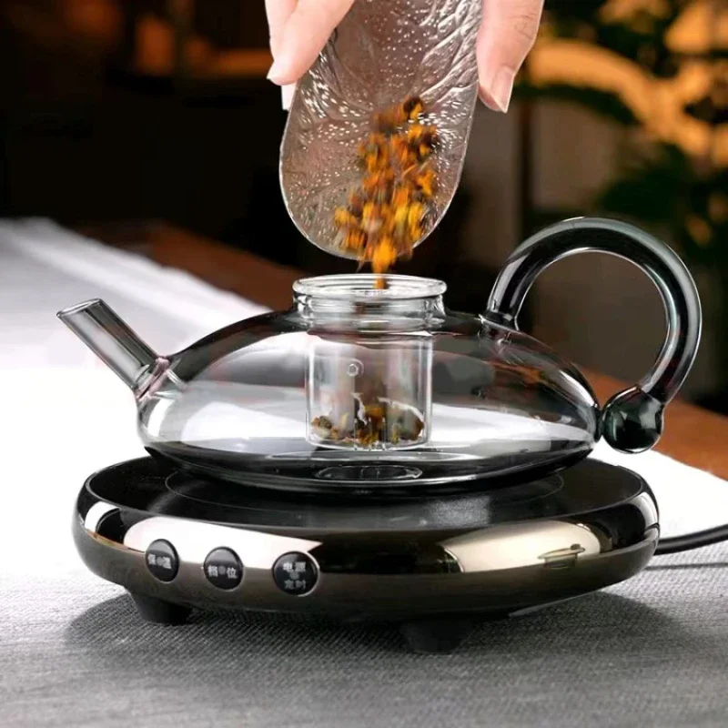 إبريق شاي زجاجي، طقم شاي زجاجي مقاوم للحرارة، إبريق شاي زهور منزلي، فلتر مقاوم لدرجات الحرارة العالية، إبريق شاي سميك، إبريق شاي ذيل الفئران