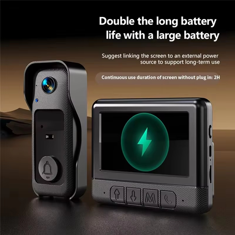 A55F-X6 جرس باب ذكي يتضمن شاشة عرض فيديو للاستخدام المنزلي مع شاشة عرض 4.3 بوصة، اتصال داخلي لاسلكي عبر الفيديو، رؤية ليلية عالية الدقة بالأشعة تحت الحمراء