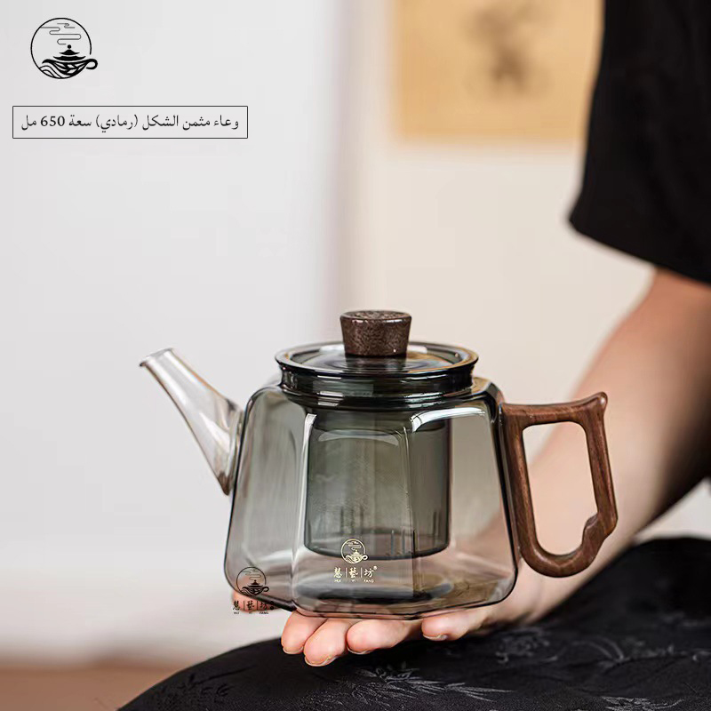 إبريق شاي زجاجي أسود شفاف ، بوروسيليكات عالي ، مقاوم للحرارة ، فرن بورسلين كهربائي ، إبريق شاي زجاجي للتدفئة