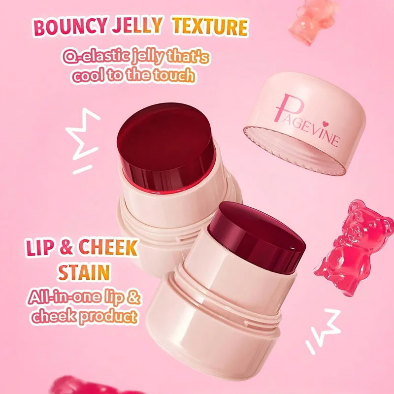 أحمر الشفاه PAGE VINE أحمر الخدود والشفاه والخدود بأربعة ألوان شفافة مقاومة للماء وجيب أحمر الخدود