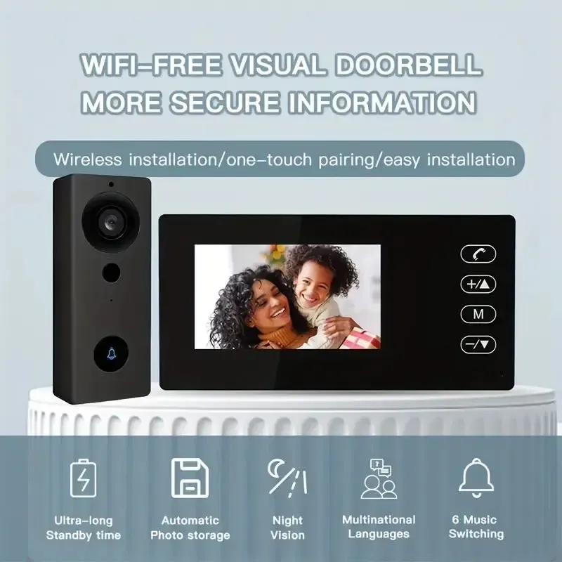 جرس باب فيديو ذكي مرئي للمحادثة المباشرة في الوقت الفعلي دون الحاجة إلى Wi-Fi