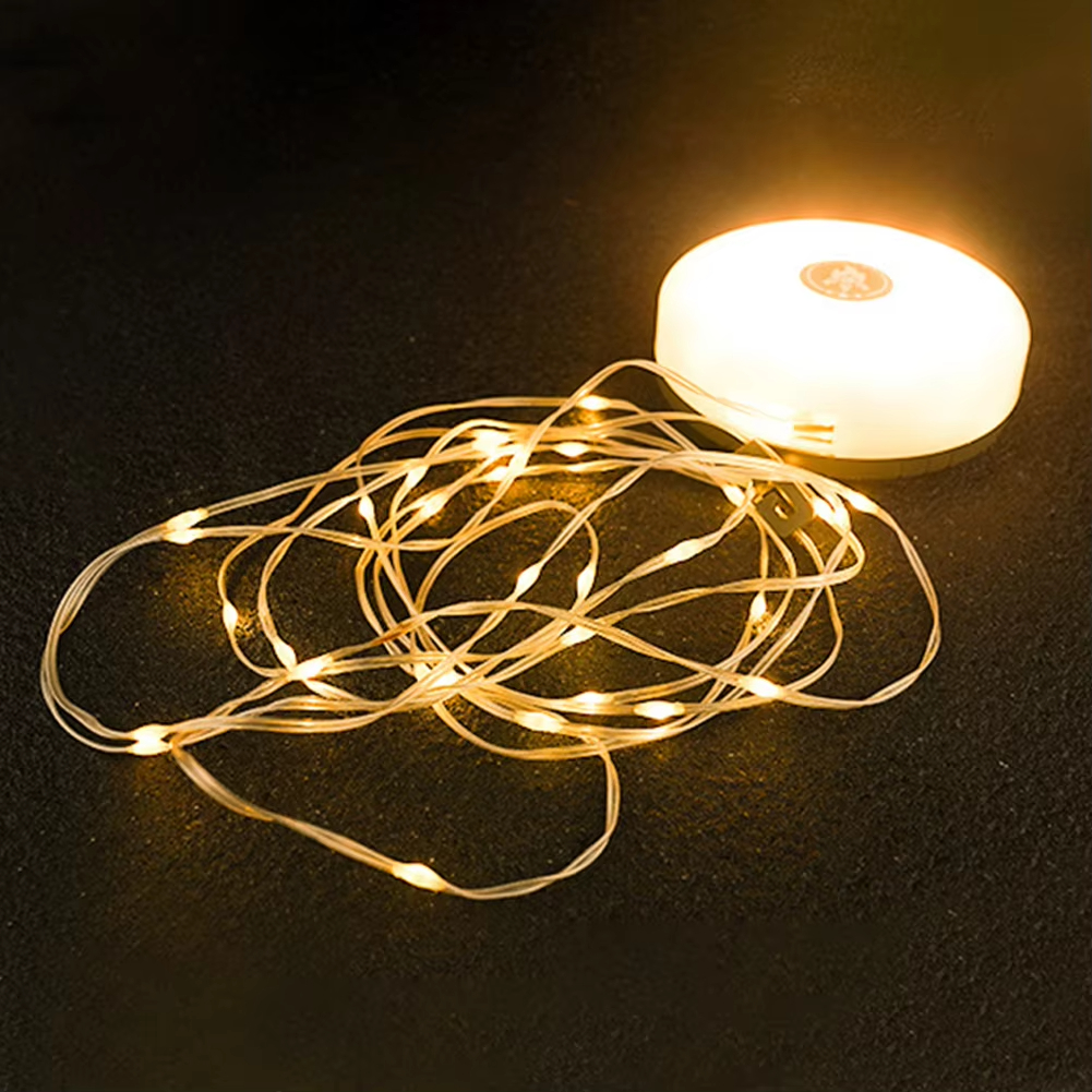 مصباح يدوي LED قابل لإعادة الشحن للتخييم ، ضوء محمول صغير ، خيمة ، إضاءة ملونة ، في الهواء الطلق ، ضوء 1 سلسلة خفيفة بطول 20 مترًا