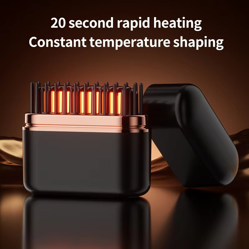 فرشاة شعر كهربائية صغيرة لاسلكية ذات الاستخدام المزدوج، مكواة فرد الشعر الكسولة الجديدة المحمولة مع فرشاة شحن التدفئة، مشط شعر مستقيم