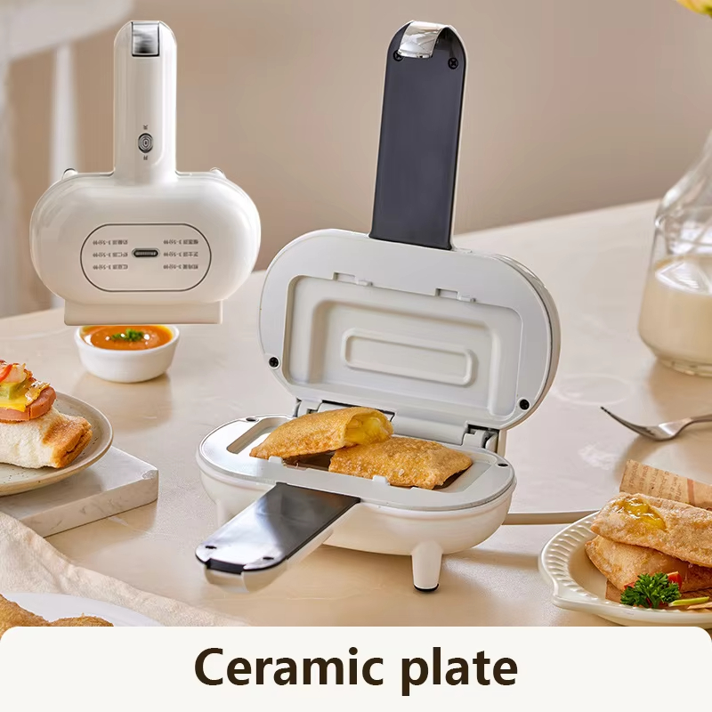 🍞صانع هوت دوج صغير مزدوج الجوانب، صانع هوت دوج فوري، صانع بوريتو، شواية ساندويتش غير لاصقة، حافة مانعة للانسكاب)