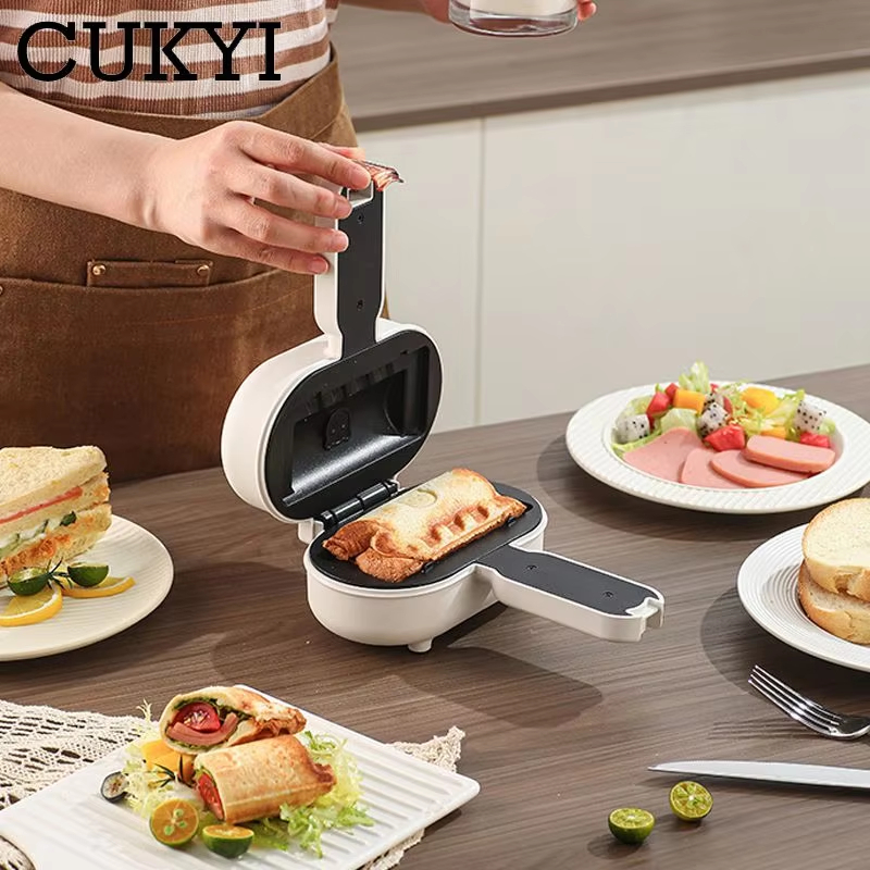 🍞صانع هوت دوج صغير مزدوج الجوانب، صانع هوت دوج فوري، صانع بوريتو، شواية ساندويتش غير لاصقة، حافة مانعة للانسكاب)