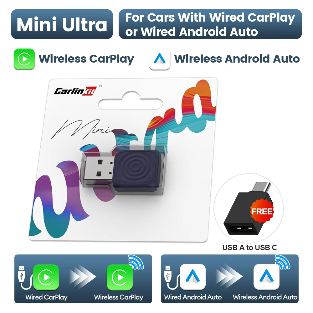  في 1 CarlinKit 5.0 Ultra Wireless CarPlay Android Auto Adapter 2026 جديد 5G Wifi صندوق لاسلكي للسيارة مع CarPlay IOS26 السلكية