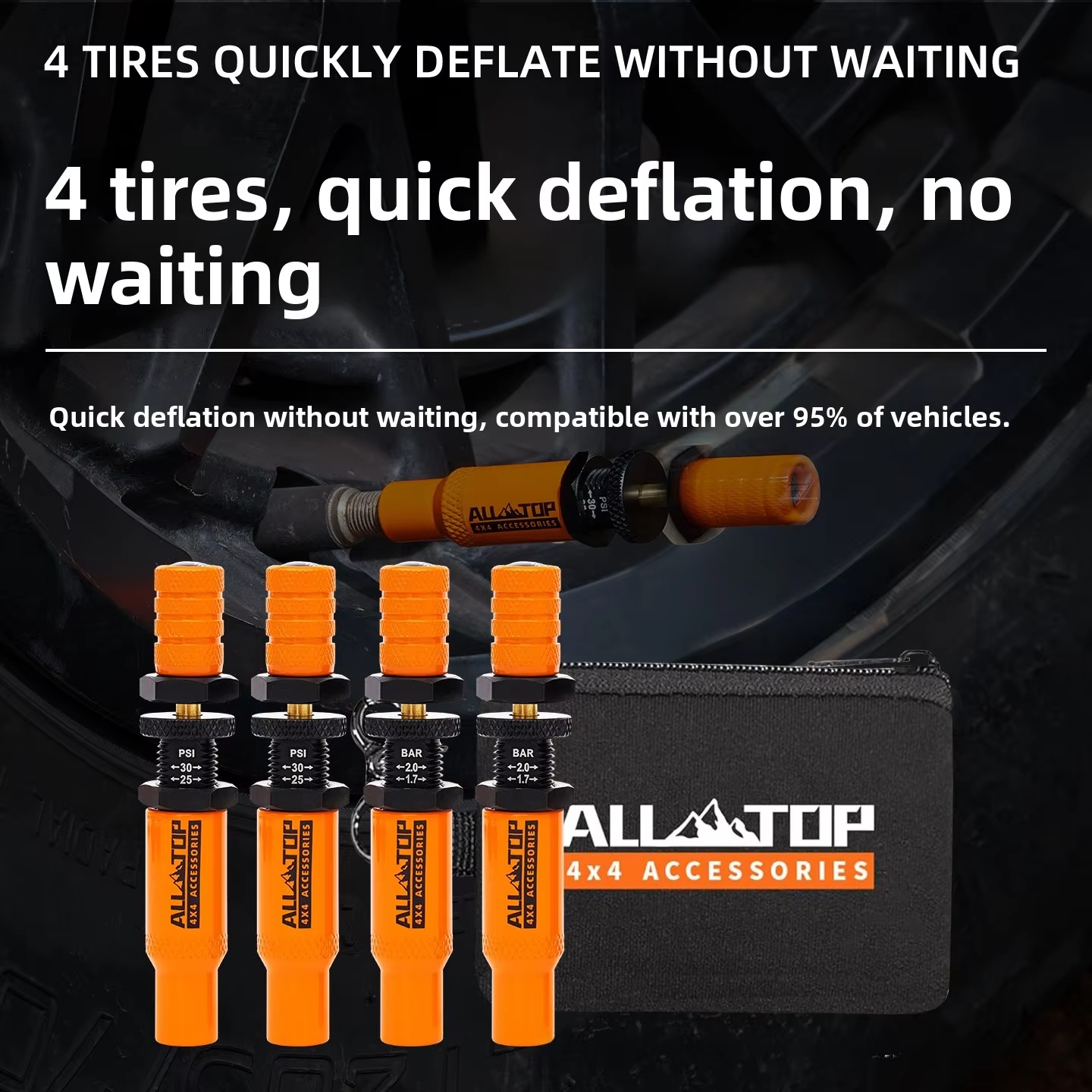 أداة انكماش الإطارات على الطرق الوعرة في الصحراء من ALLTOP، صمام انكماش سريع لإطارات السيارة، أداة تحرير الضغط التلقائي، ملحقات السيارات