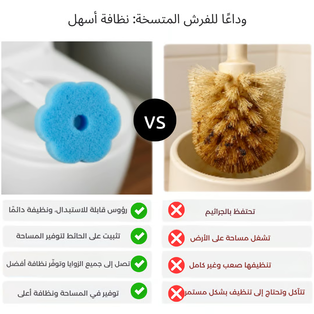 مجموعة تنظيف المراحيض بدون لمس-فرشاة + 30 اسفنجة