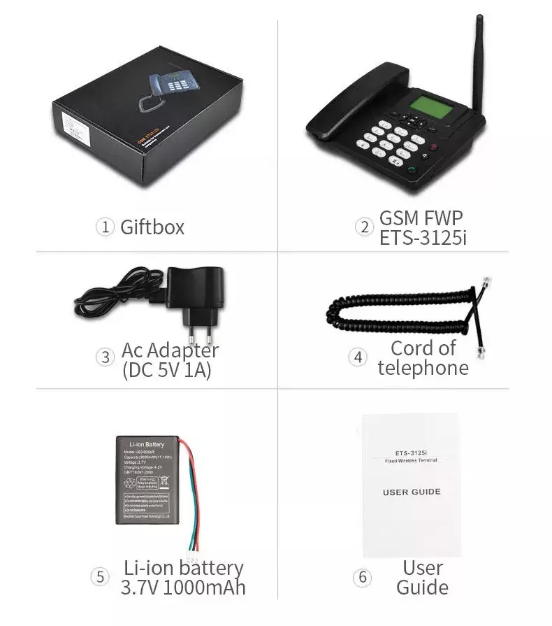 هاتف لاسلكي GSM، هاتف منزلي ومكتبي وتجاري ثابت مع راديو وفتحة لبطاقة الهاتف