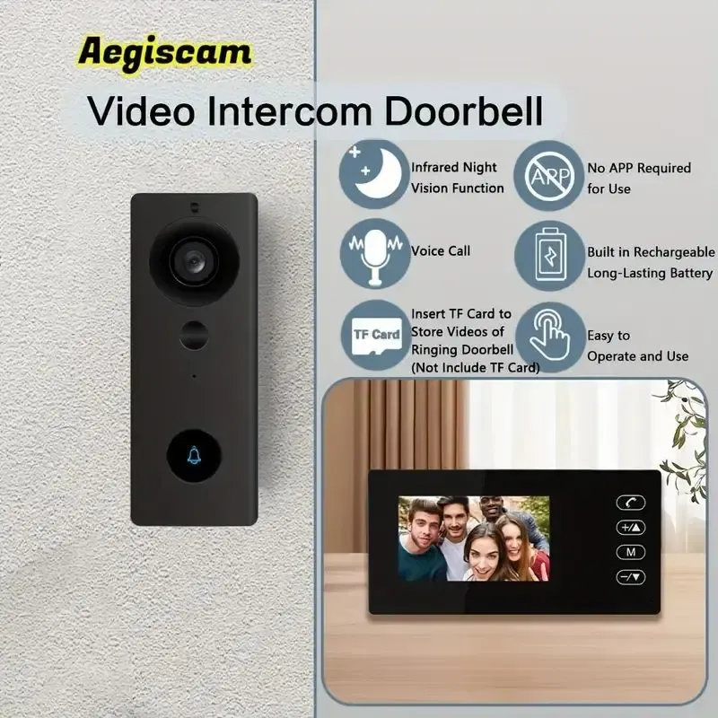 جرس باب فيديو ذكي مرئي للمحادثة المباشرة في الوقت الفعلي دون الحاجة إلى Wi-Fi