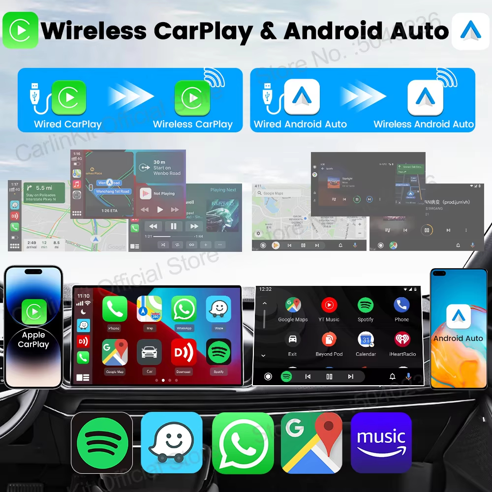  في 1 CarlinKit 5.0 Ultra Wireless CarPlay Android Auto Adapter 2026 جديد 5G Wifi صندوق لاسلكي للسيارة مع CarPlay IOS26 السلكية