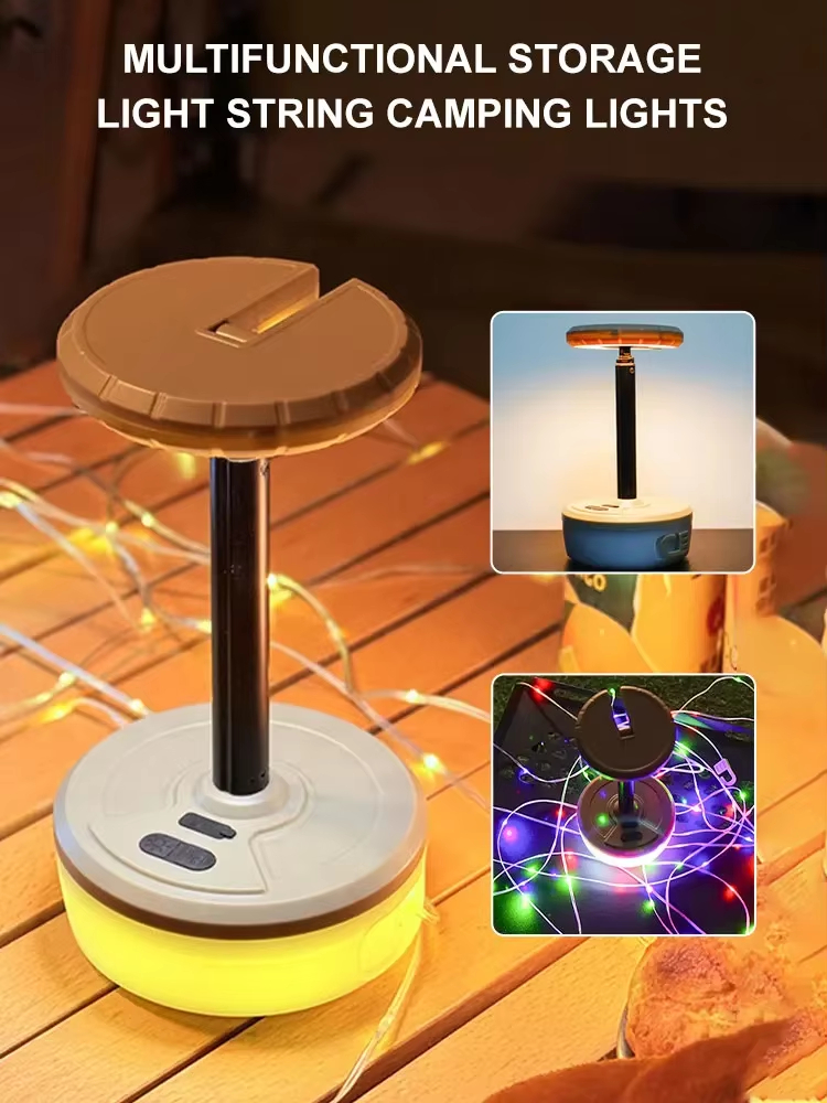 شريط إضاءة LED رباعي الرؤوس للتخييم، بطول 10 أمتار، مقاوم للماء، قابل لإعادة التدوير، شريط إضاءة، لتزيين الحديقة الخارجية