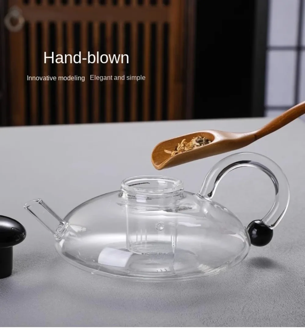 إبريق شاي زجاجي، طقم شاي زجاجي مقاوم للحرارة، إبريق شاي زهور منزلي، فلتر مقاوم لدرجات الحرارة العالية، إبريق شاي سميك، إبريق شاي ذيل الفئران