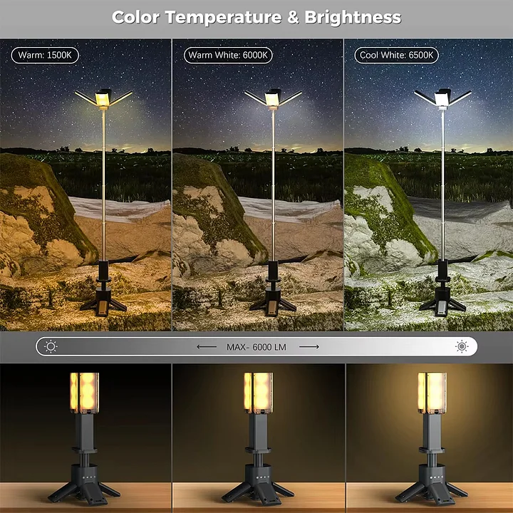 فانوس تخييم 2025 الجديد قابل للطي وشحن USB 🏕️✨   محمول بقاعدة قوية وحامل للمكشات والطلعات البرية! 🌟🚀