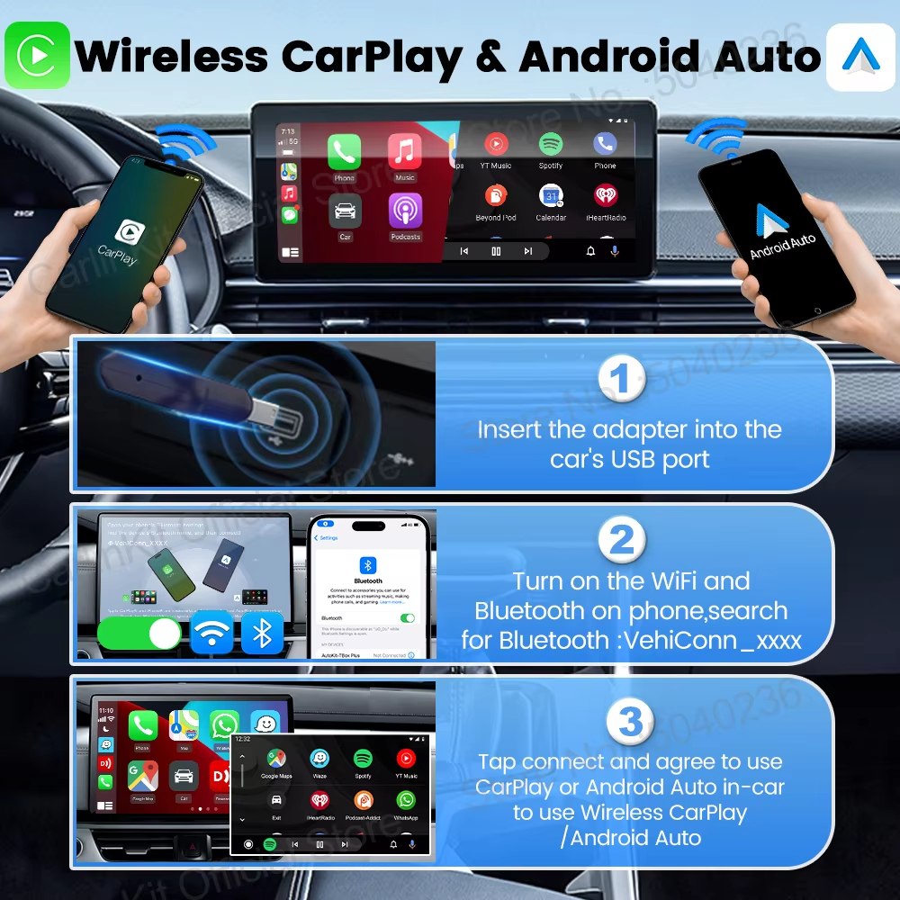  في 1 CarlinKit 5.0 Ultra Wireless CarPlay Android Auto Adapter 2026 جديد 5G Wifi صندوق لاسلكي للسيارة مع CarPlay IOS26 السلكية