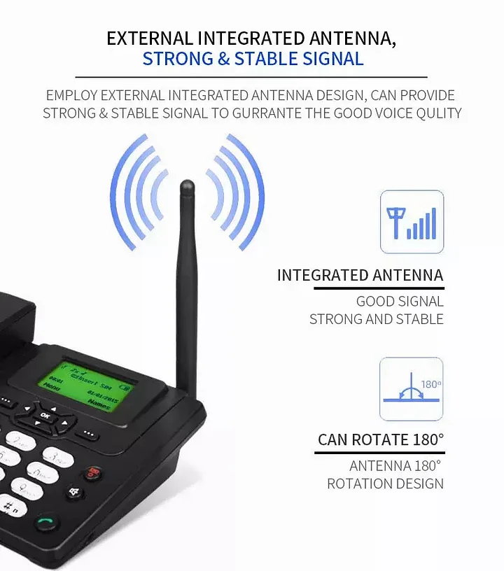 هاتف لاسلكي GSM، هاتف منزلي ومكتبي وتجاري ثابت مع راديو وفتحة لبطاقة الهاتف