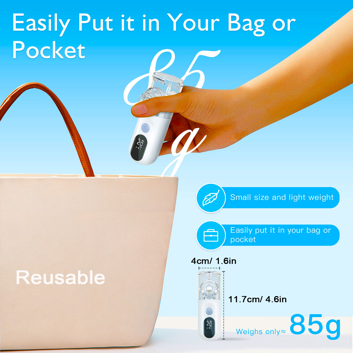 أحدث جهاز تنفس طبي 2026 ببطارية قابلة للشحن وشاشة LED ذكية - هادئ وسهل الحمل للكبار والصغار