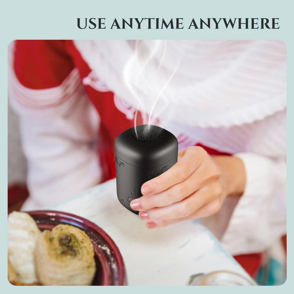 مبخرة إلكترونية صغيرة، مزودة بشاشة عرض للطاقة، قابلة لإعادة الشحن عبر منفذ USB، مع علبة هدايا للبخور