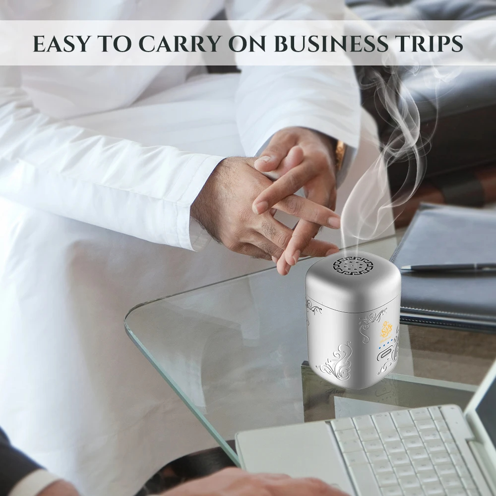 مبخرة إلكترونية صغيرة، مزودة بشاشة عرض للطاقة، قابلة لإعادة الشحن عبر منفذ USB، مع علبة هدايا للبخور