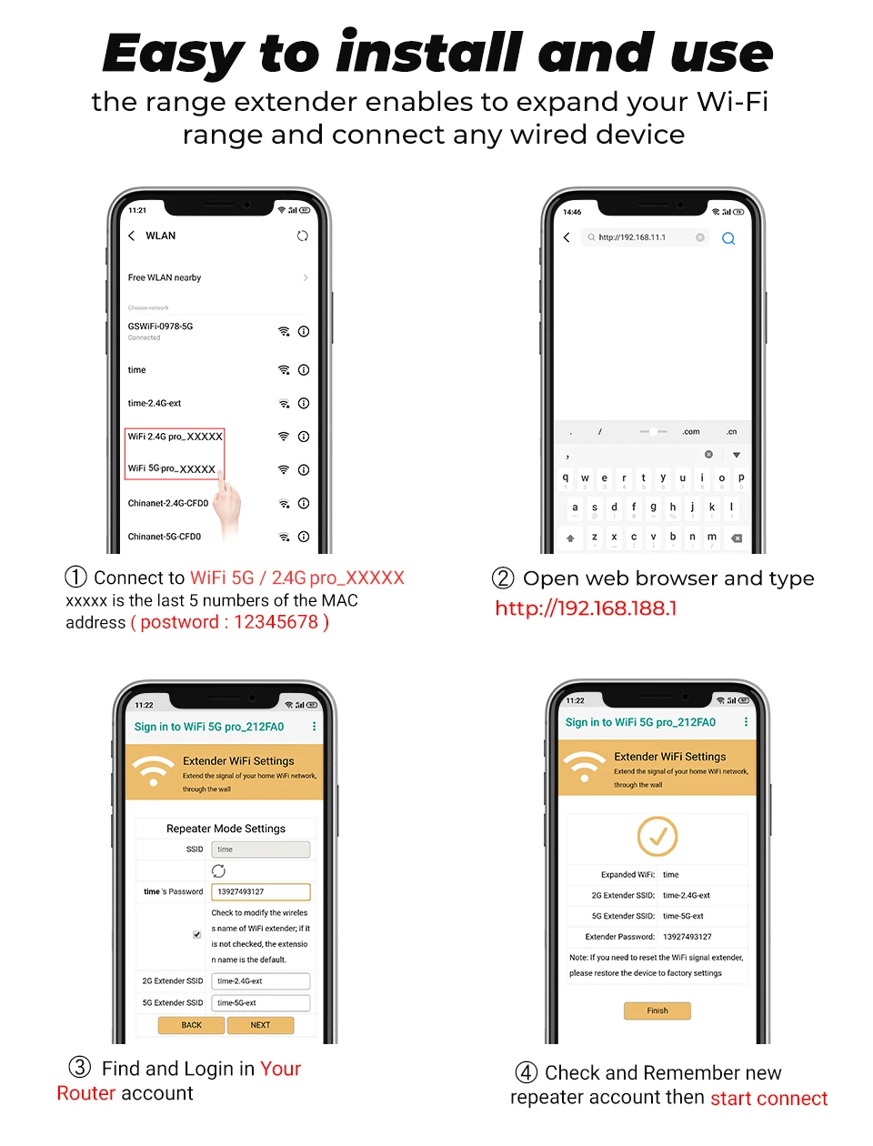 مكرر إشارة واي فاي لاسلكي SMATRUL بتردد 5 جيجاهرتز، راوتر بسرعة 1200 ميجابت في الثانية، معزز إشارة واي فاي، موسع نطاق شبكة منزلية بتردد 2.4 جيجاهرتز، مضخم إشارة 5 جيجاهرتز