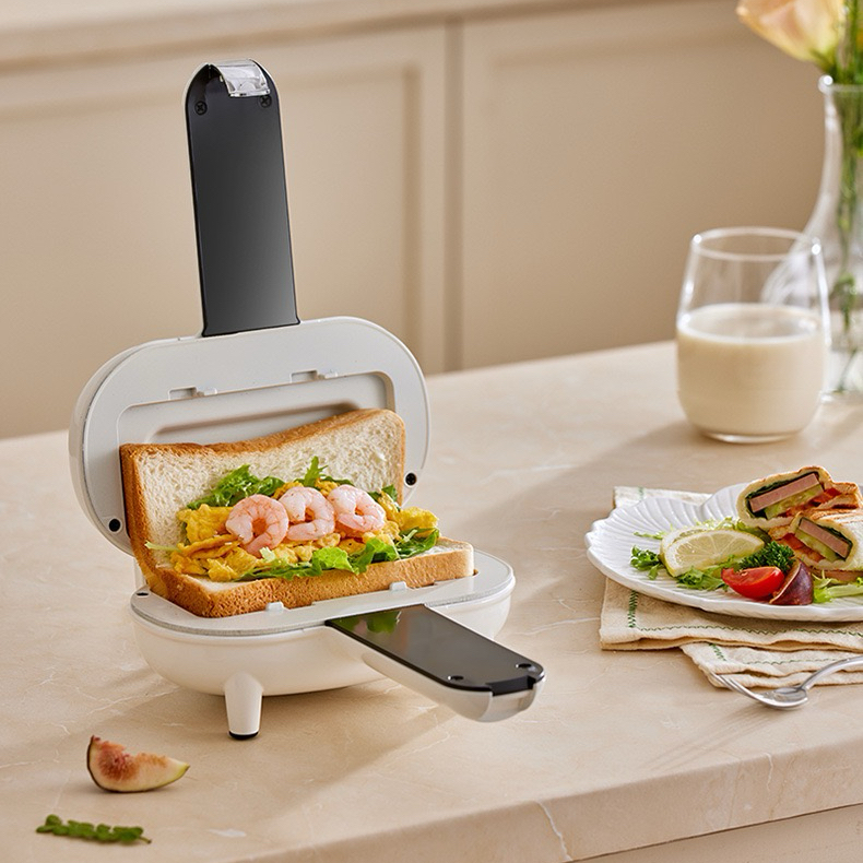 （خصم 20% للدفع عبر الإنترنت）🍞صانع هوت دوج صغير مزدوج الجوانب، صانع هوت دوج فوري، صانع بوريتو، شواية ساندويتش غير لاصقة، حافة مانعة للانسكاب