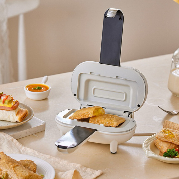 （خصم 20% للدفع عبر الإنترنت）🍞صانع هوت دوج صغير مزدوج الجوانب، صانع هوت دوج فوري، صانع بوريتو، شواية ساندويتش غير لاصقة، حافة مانعة للانسكاب