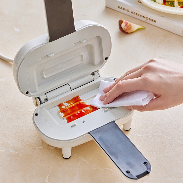 （خصم 20% للدفع عبر الإنترنت）🍞صانع هوت دوج صغير مزدوج الجوانب، صانع هوت دوج فوري، صانع بوريتو، شواية ساندويتش غير لاصقة، حافة مانعة للانسكاب