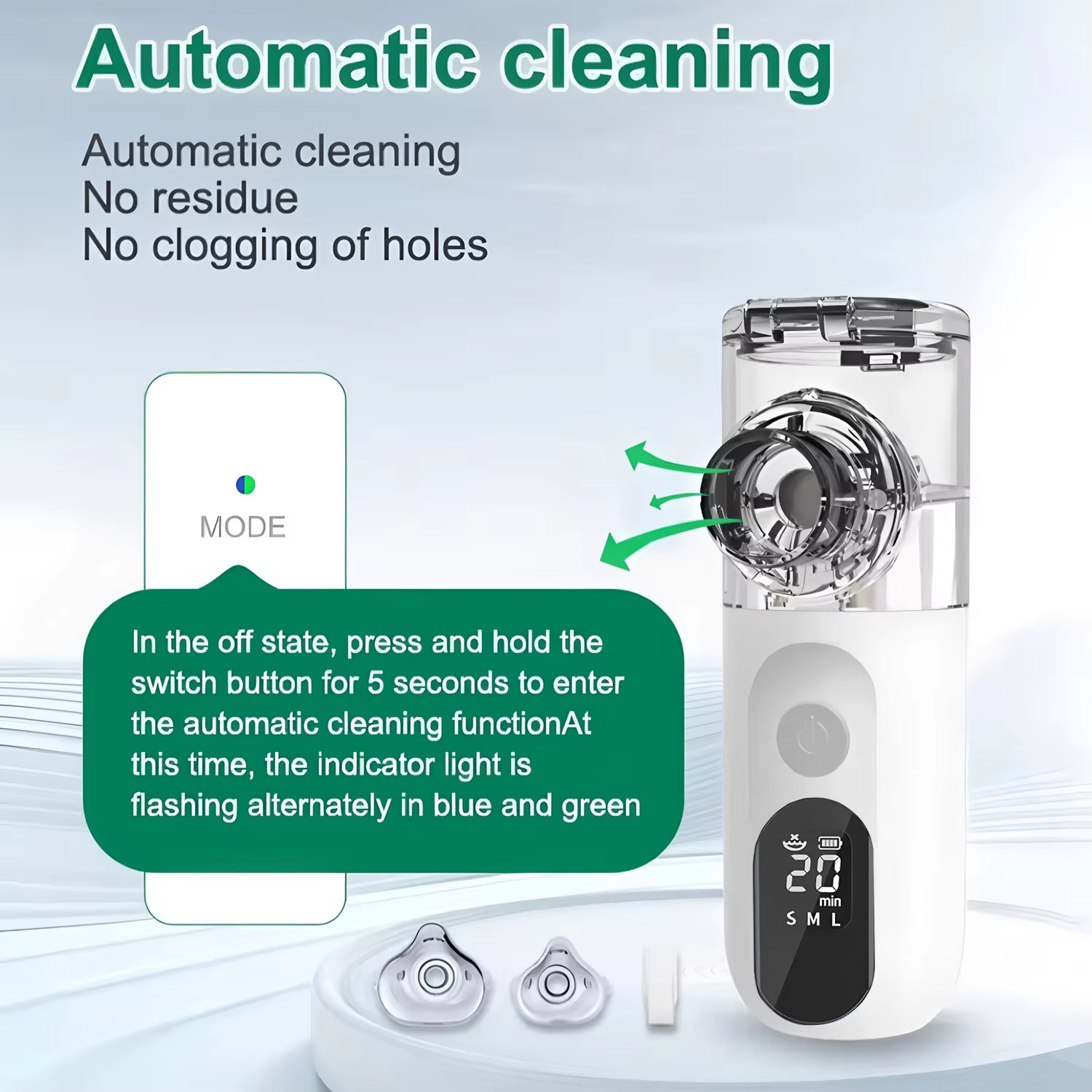 جهاز استنشاق منزلي محمول، جهاز استنشاق بالموجات فوق الصوتية قابل لإعادة الشحن عبر منفذ USB، قناع وجه جديد محمول للأطفال