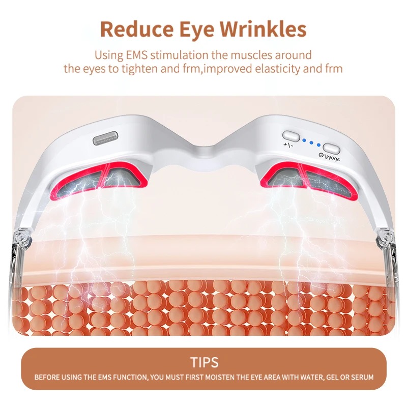 جهاز تدليك العين بتقنية العلاج بالضوء الأحمر لتخفيف الهالات السوداء والانتفاخات والتجاعيد وإجهاد العين