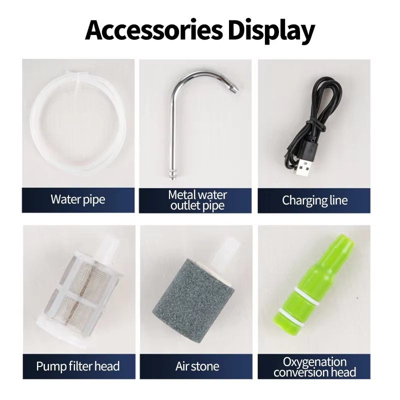 مضخة أكسجين محمولة للصيد في الهواء الطلق، تعمل بمنفذ USB، مزودة بمستشعر ذكي، ومضخة هواء وأكسجين للماء مع ضوء LED، وأدوات صيد.